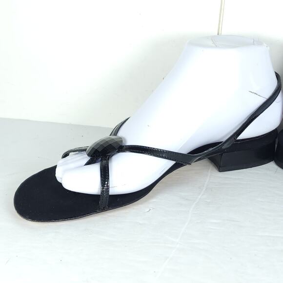 STUART WEITZMAN Women's US 8M Black Patent Leather Embellished Strappy Sandals - Picture 7 of 15